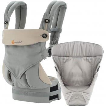 Ergobaby Mochila Portabebé Ergonómico Pack 360 con Cojín para Recién Nacidos, 4-Posiciones de Porteo, Gris