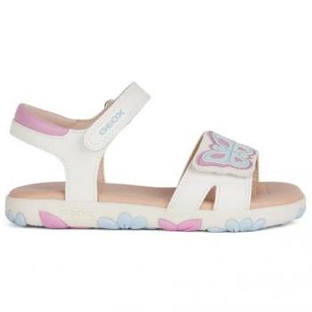 Sandalias Geox Haiti Blancas y Rosa Oscuro para Niña