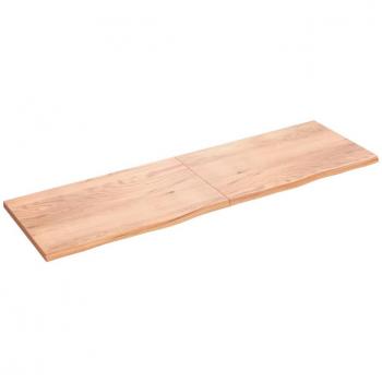 vidaXL Wall Shelf - Light Brown, 200x60x(2-4) cm, Treated Solid Wood Oak