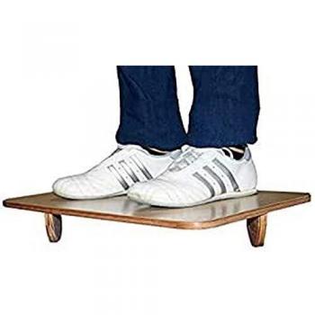 Tabla de equilibrio Softee con doble semicírculos de madera, plataforma de equilibrio marrón, dimensiones 48 x 30 cm, ideal para musculación y entrenamiento