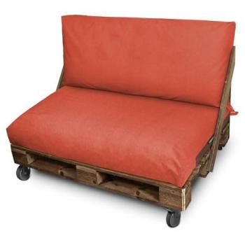 Cojines para Palets de Exterior Naranja Naylim Mate HAPPERS - Set de Asiento 120x80x20 + Respaldo 120x45x25, Cómodo, Ligero y Resistente, Impermeable