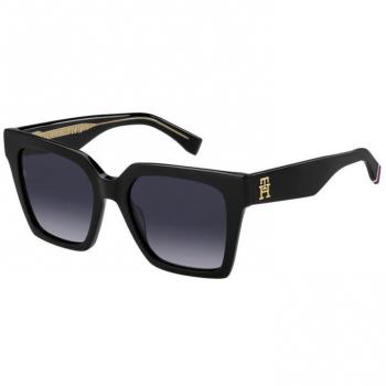 Tommy Hilfiger Square Black Women's Sunglasses Grey Gradient, Black female, Size: 53 MM