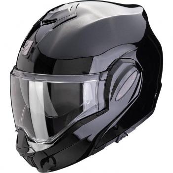 Casco Modular Scorpion EXO-TECH EVO PRO Negro Sólido, características: diseño modular, material de alta resistencia, sistema de ventilación avanzado, visera anti-rayaduras, cierre de seguridad micrométrico, interior desmontable y