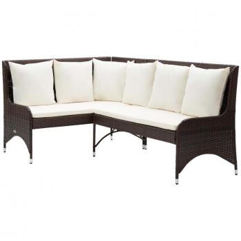 Brown Poly Rattan Garden Corner Sofa Set - 2 Pieces