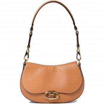 Valentino Garavani Women's Ohval Small Shoulder Bag in Brown, Size: OS, Stylish Cotton T-shirt with Pocket in Beige, Female
