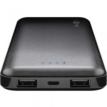 Powerbank Slimline 10.000 mAh, 2 Salidas USB, Negro