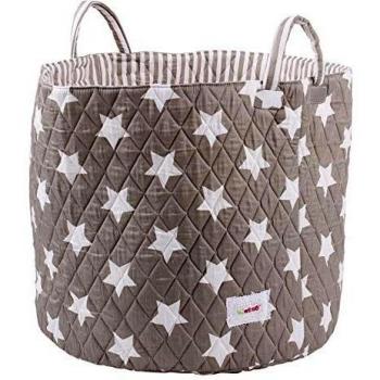 Minene 1243 - Cesta de tela, diseño estrellas, color gris