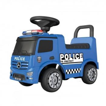 Correpasillos Camión de Policía Mercedes con Sonidos y Música, Sistema Anticaída, Capacidad hasta 25 kg, Color Azul, Modelo 711T00647