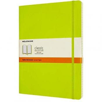 Moleskine - Cuaderno Clásico con Hojas de Rayas, Tapa Blanda y Cierre con Goma Elástica, Tamaño XL 19 x 25 cm, ColorVerde Limón, 192 Páginas