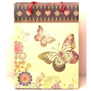 Unidades 12 marrón Natural impresión de la mariposa bolsas de regalo con asas {gran} transgresión