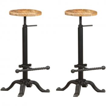 Taburetes de Bar de Madera Maciza de Mango - 2 Piezas