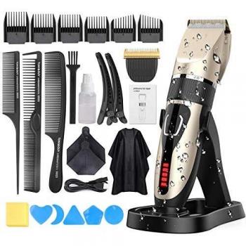 OUDEKAY Cortapelos Profesional Hombre Recargable Motor Silencioso Cuchilla Cerámica, Máquina Cortar Pelo Inalámbrico Batería 2000mAh, Recortador Pelo Barba Kit Familia