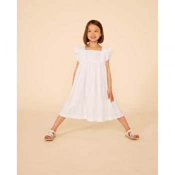 Petit Bateau - Vestido sin mangas de algodón façonné para niña en color blanco