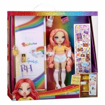 Taquilla Arcoíris con Muñeca Pinkly Page - Set de Juego Rainbow High con Accesorios y Estantes para Niños de 4 a 12+ años