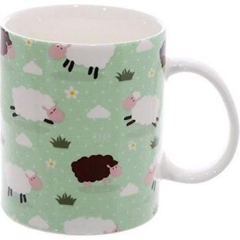 Puckator MUG196 Moton-Taza, diseño de porcelana, color verde, blanco y negro
