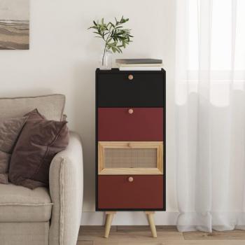 Armario aparador alto con cajones 40x30x95 cm Madera contrachapada multicapa color Negro