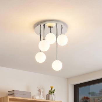 Lámpara de techo moderna Lindby Chrissy, 5 luces, 25 cm, color plateado, material metal, tipo de bombilla G9, adecuada para salón y comedor