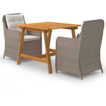 Juego de comedor para jardín de 3 piezas marrón