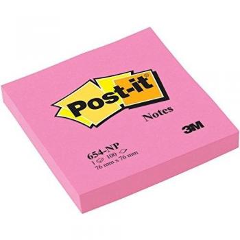 Post-it Notas, Rosa, 76 mm x 76 mm, 100 hojas/bloc, 6 blocs/paquete