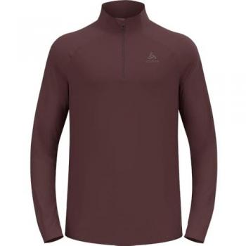 Camiseta Odlo Essentials Ceramiwarm Half Zip manga larga marrón oscuro - S