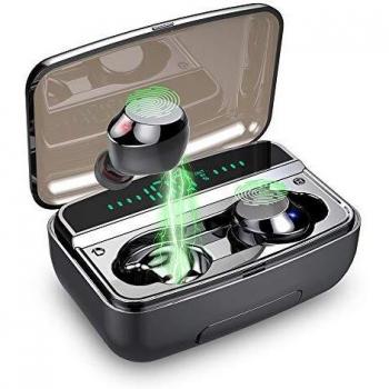 Auriculares Bluetooth, Auriculares Inalámbricos Bluetooth 5.0 3500mAh con 150H Playtime, IPX8 Impermeable In-Ear Auriculares Inalámbricos Estéreo con Caja de Carga y Mic, Pantalla LED, Control Táctil