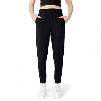 Pantalón de chándal de felpa de algodón Calvin Klein para mujer con logo pequeño, color negro, talla XS