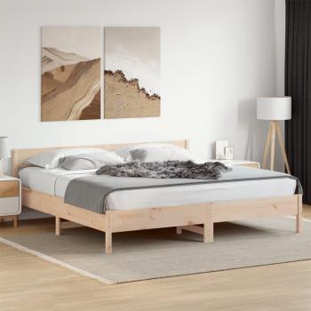 Cama solar con cabecero de madera maciza de pino 200x200 cm
