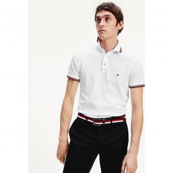 Tommy Hilfiger Men's White Short Sleeve Fantasy Polo Shirt with Tipping