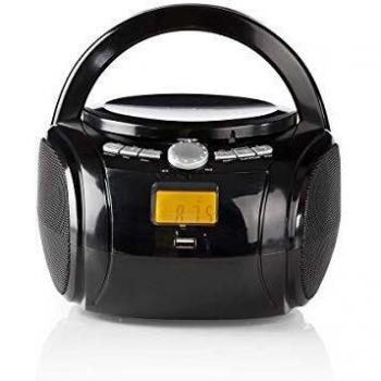 NEDIS Reproductor de CD Boombox Boombox - 9 W - Bluetooth - Reproductor de CD - Radio FM - USB - Entrada AUX - Asa de Transporte - Conector Euro/Type C