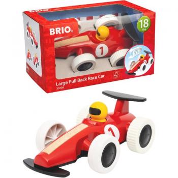 Coche de juguete Brio 30308 - Coche de carreras grande con retrofricción, juegos educativos, ergonómico y seguro, edad recomendada 18+ meses