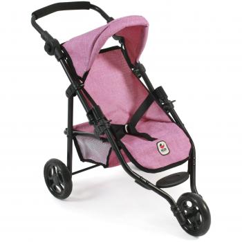 Sillita de Paseo para Muñecas Lola con Capota y 3 Ruedas Estrellas, Jeans Pink