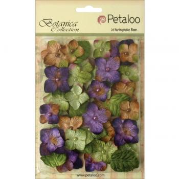 Abbellimenti floreali velluto ortensie con Glitter 36/Pkg-viola