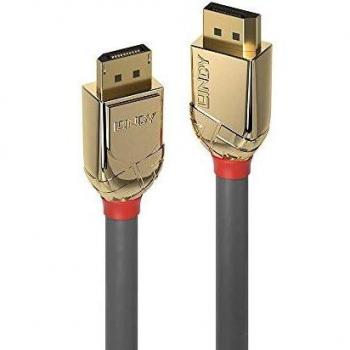 Lindy 0.5m DisplayPort 1.4 Cable, Gold Line - DisplayPort 1.4 cable, supports 8K resolution at 60 Hz, length of 0.5 meters