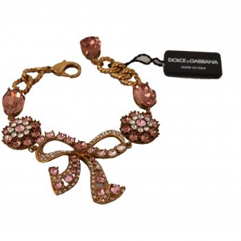 Dolce & Gabbana Gold Brass Chain Baroque Crystal Embellished Bracelet
