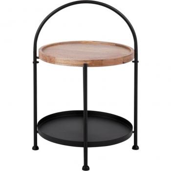 Mesa auxiliar de madera de mangó y metal negro 39x55x39cm