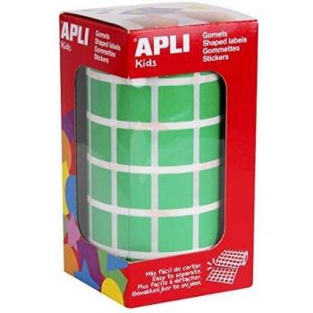 APLI Kids 12478-Rollo gomets cuadrados 15 mm verdes
