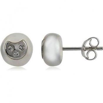 Córdoba Jewels | Pendientes en plata de ley 925 con perla y zirconitas con diseño Luna Zirconium Perla Silver