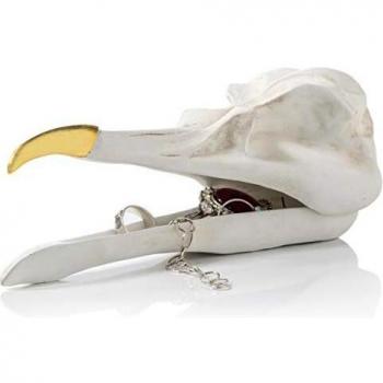 SUCK UK Calavera de pájaro organizadora de Joyas, Polyresin, Blanco, 19.00x6.50x6.50 cm