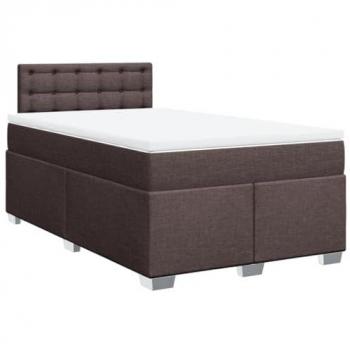 Cama box spring con colchón tela marrón oscuro 120x190 cm