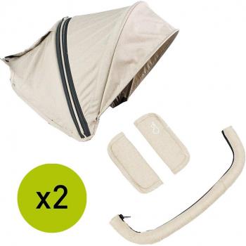 Pack de Accesorios Niu para Silla de Paseo Ventt Twin - Capotas, Protectores de Arneses y de Barras Camel
