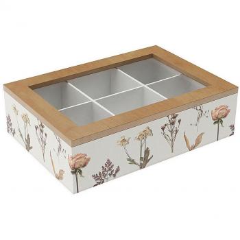 Caja de té de madera con 6 compartimentos