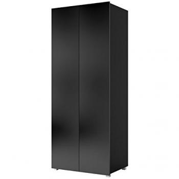 Armario Providence B125, Negro Brillante, Con Bisagras, 200x80x52cm, 1 Estante