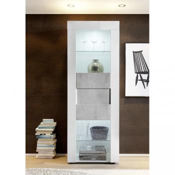 Vitrina de Melamina Antiarañazos y Cristal Blanco 167x61x42 cm