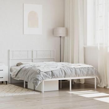 Cama estructurada con cabecero de metal blanco 160x200 cm
