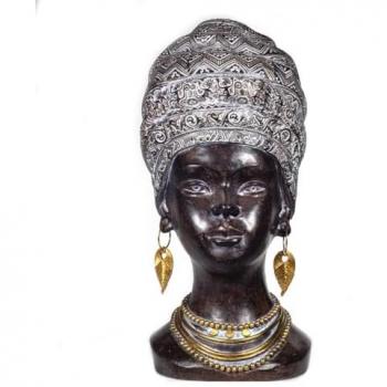 Figura Decorativa Cabeza Africana Signes Grimalt 33x17x16 cm Resina Negra