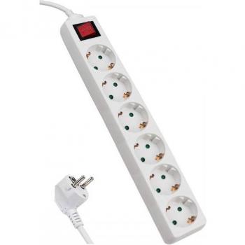 Regleta Alargador con 6 Enchufes e Interruptor, Cable 5M Blanco
