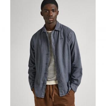 Camisa de lino regular fit Paytton en color gris oscuro para hombre - Pepe Jeans