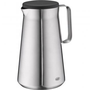 Termo de acero inoxidable Alfi Drive! 1,0 L, color plata y negro, aislamiento doble pared, mantiene caliente 12 horas y frío 24 horas, tapa a rosca, amplia apertura, apto para lavavajillas