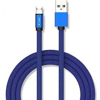 Cable de carga y sincronización USB A a Micro USB 1,0 m, algodón, color azul, carga rápida 2.4A