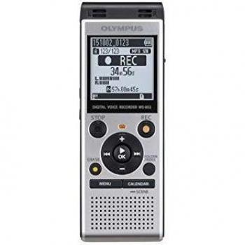 Olympus WS-852 Digital Voice Recorder with Stereo Microphones, 7 Recording Scenes, Calendar Search, Direct USB, Voice Filter, Low-Cut Filter, Built-In Stand & 4GB Memory in Silver